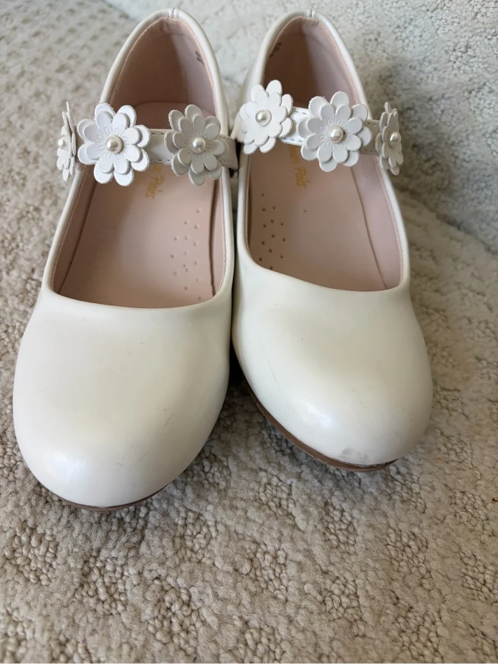 Girls Ivory Floral Dress Shoes